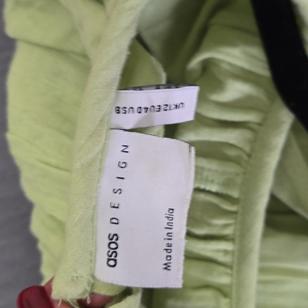 Asos Flowy Green Long Sleeve Dress Sz US 8 - Picture 7 of 8